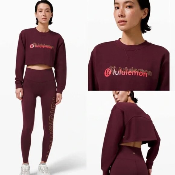 #24 Lululemon All Yours Cropped Crew *Lunar New‎ Year Cassis! NWT - Picture 1 of 9